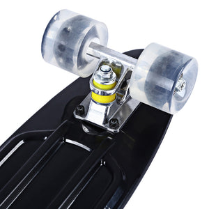 22 Inches Mini Cruiser Banana Style Longboard Pastel Color Board with LED Flashing Wheels