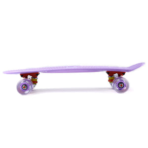 22 Inches Mini Cruiser Banana Style Longboard Pastel Color Board with LED Flashing Wheels