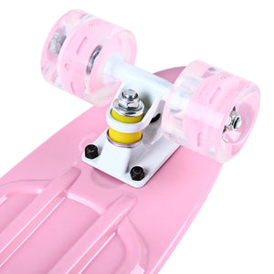 22 Inches Mini Cruiser Banana Style Longboard Pastel Color Board with LED Flashing Wheels