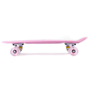 22 Inches Mini Cruiser Banana Style Longboard Pastel Color Board with LED Flashing Wheels